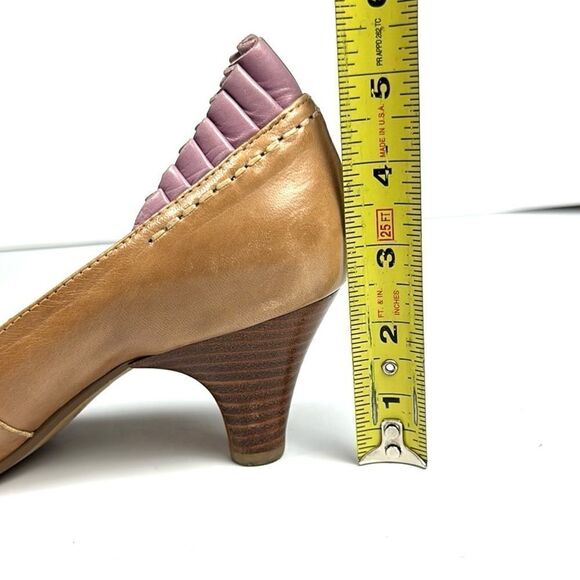 Everybody by EZ Moda Leather Tan with Lavender Accents Pumps Heels 38 US 7,5 - Picture 16 of 16